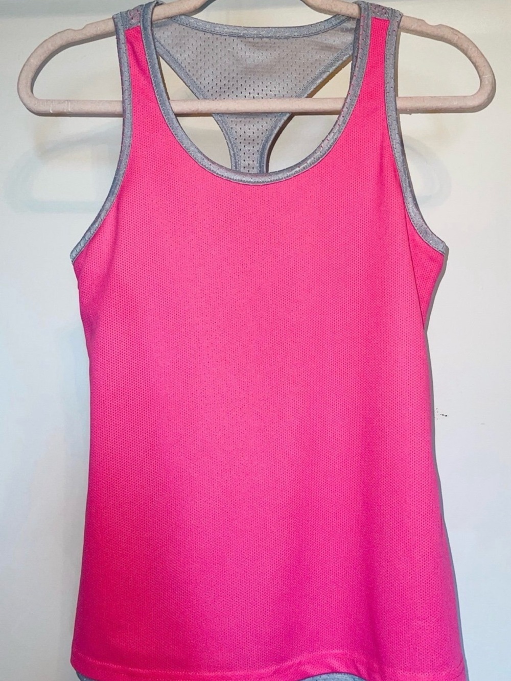 Women’s Medium Pink and Grey Reversible Danskin Racerback Athletic Tank Top